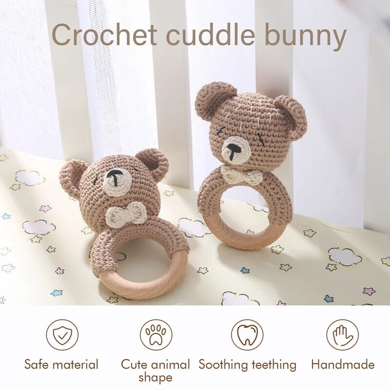 HABO Baby Häkel Tier Rassel Mit Ring Bär Teddy Hase Hund Spielzeug Kleinkind
