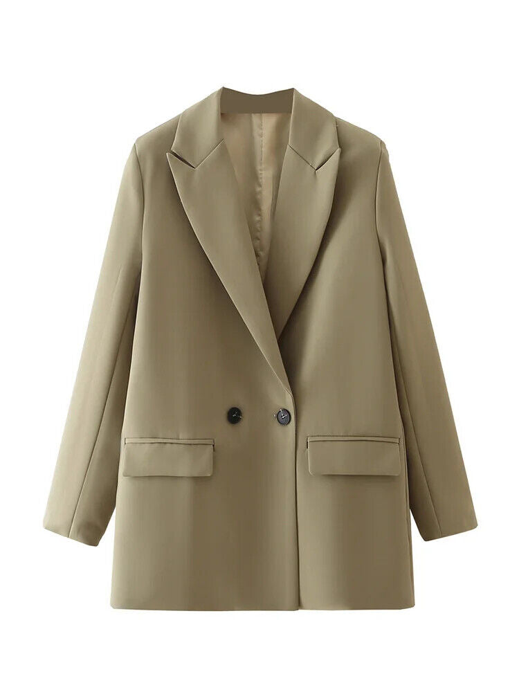 HABO Damen Blazer Zweireiher Schick Kragen Business Büro Langarm Knöpfe Mode