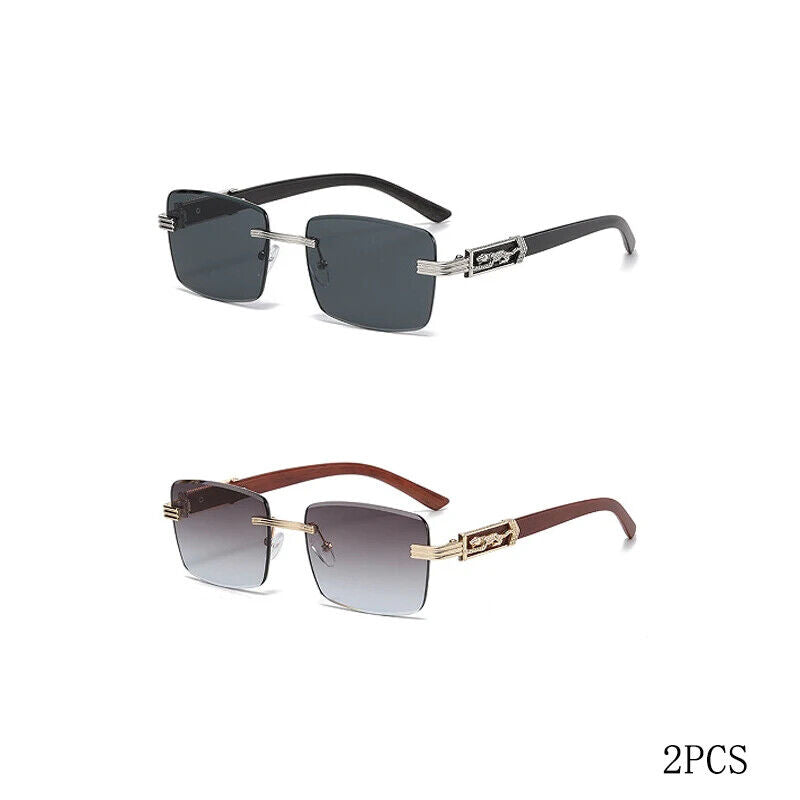 HABO Dekorative Sonnenbrille – Bunte Retro Quadratische Rahmenlose Leopardenkopf