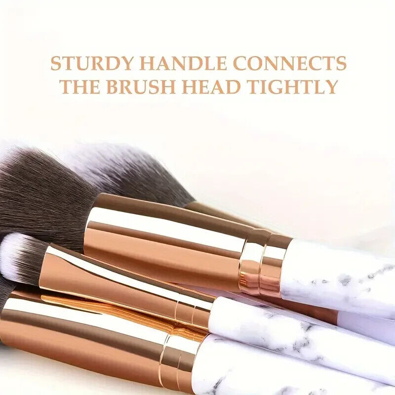 Makeup Pinsel 10 Stück Marmor Make-Up Set Professionell Foundation Puder etc.