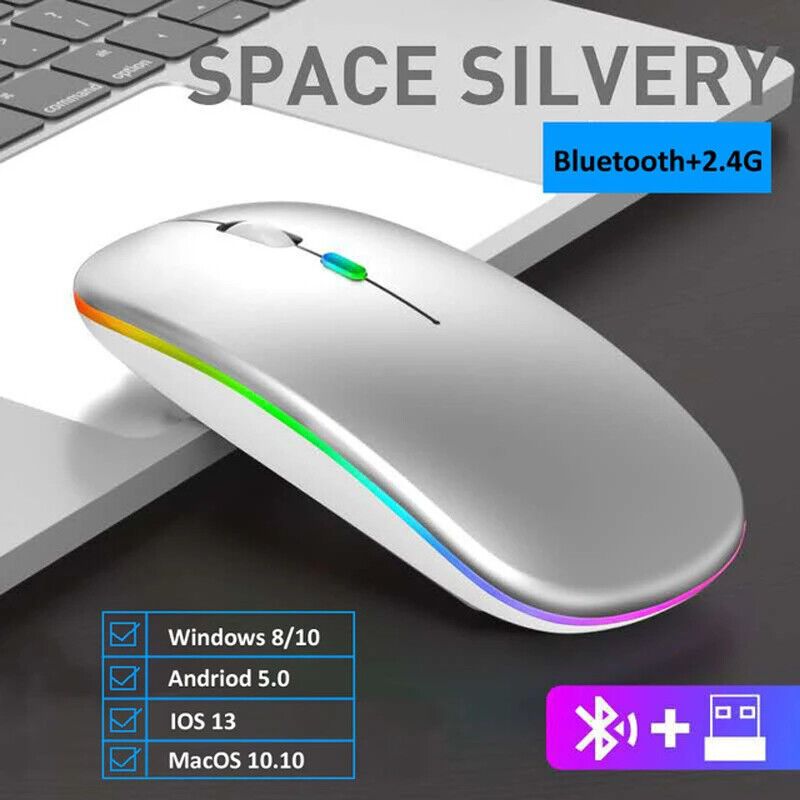 Wireless Office Gaming Maus hochwertig RGB Drahtlose Maus Aufladbar Bluetooth