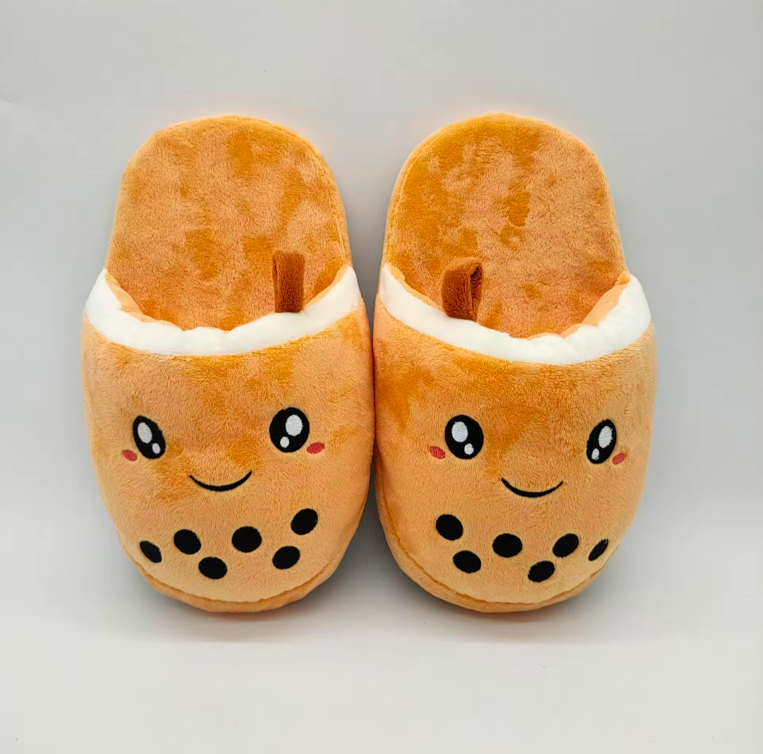 Boba Bubble Tea Hauschuhe Pantoffeln Milk Tea Schuhe Winter flauschig warm
