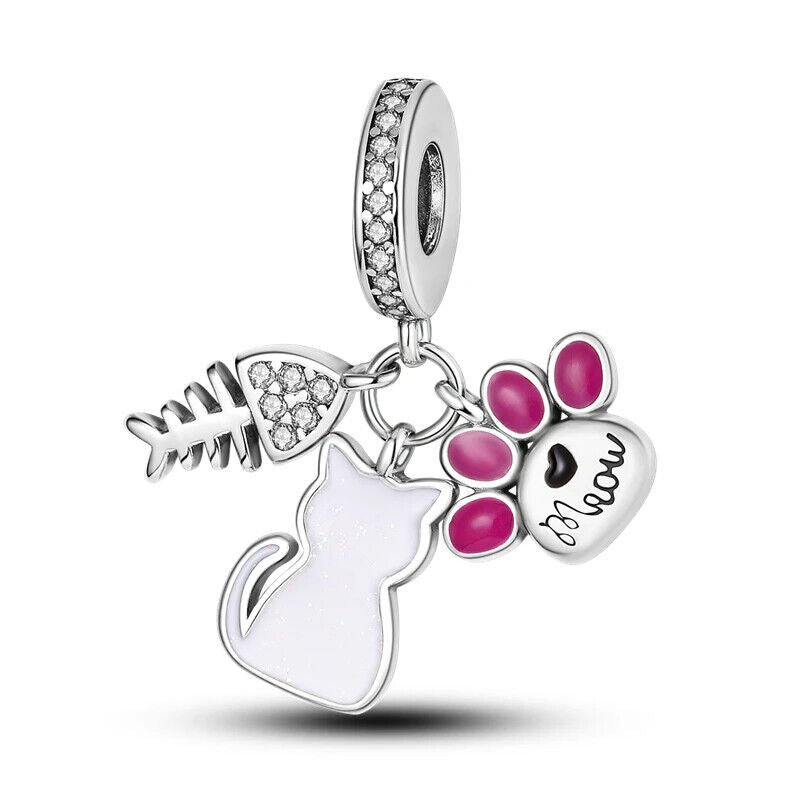 HABO TiereSerie Charms Silber – Hund, Katze Perlen für Pandora Armband Anhänger