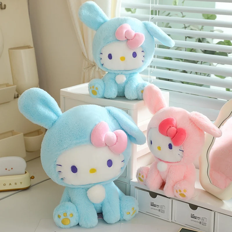 25/33Cm Niedlich Hallo Kitty Verwandeln Sich in Kaninchen Plüsch Tier Kuschelig
