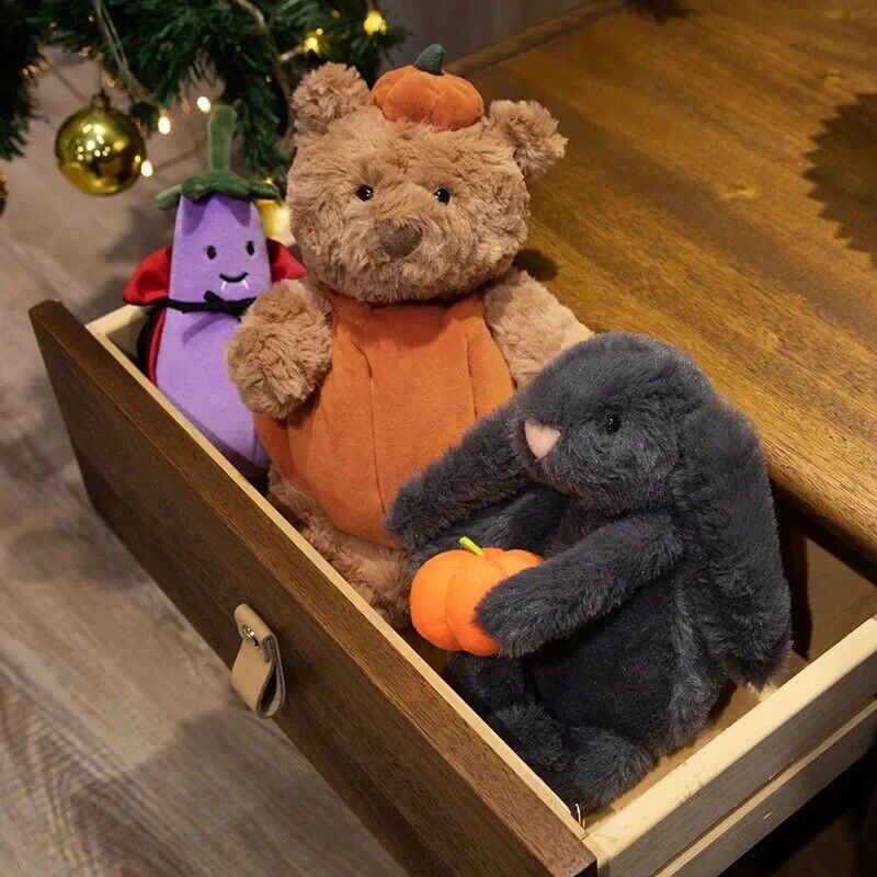 Halloween Kuscheltiere Plüsch Geschenk Teddybär Kürbis Vampir Aubergine Deko