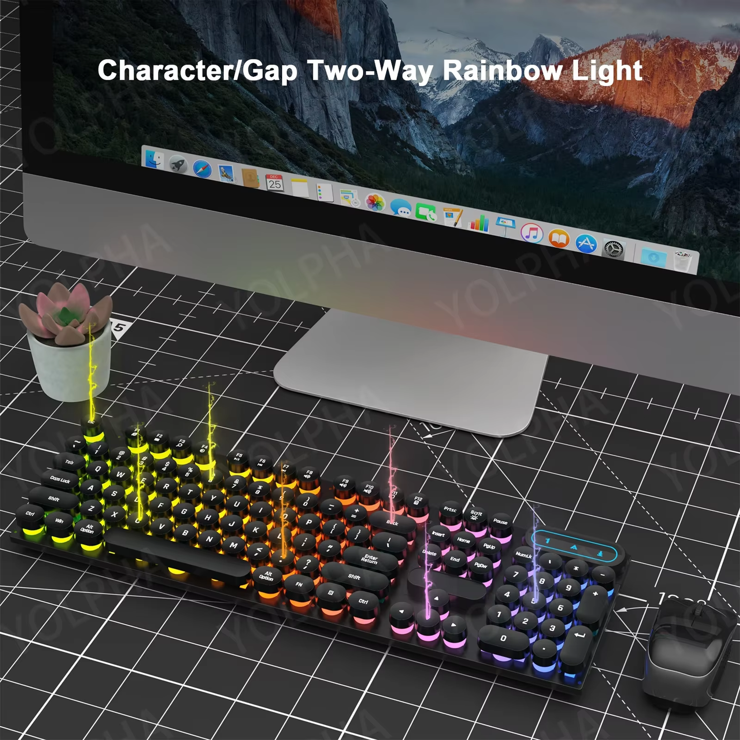 HABO Tastatur mit RGB Kabel mit Tastenblock Schwarz Blau Pink PC Laptop Büro