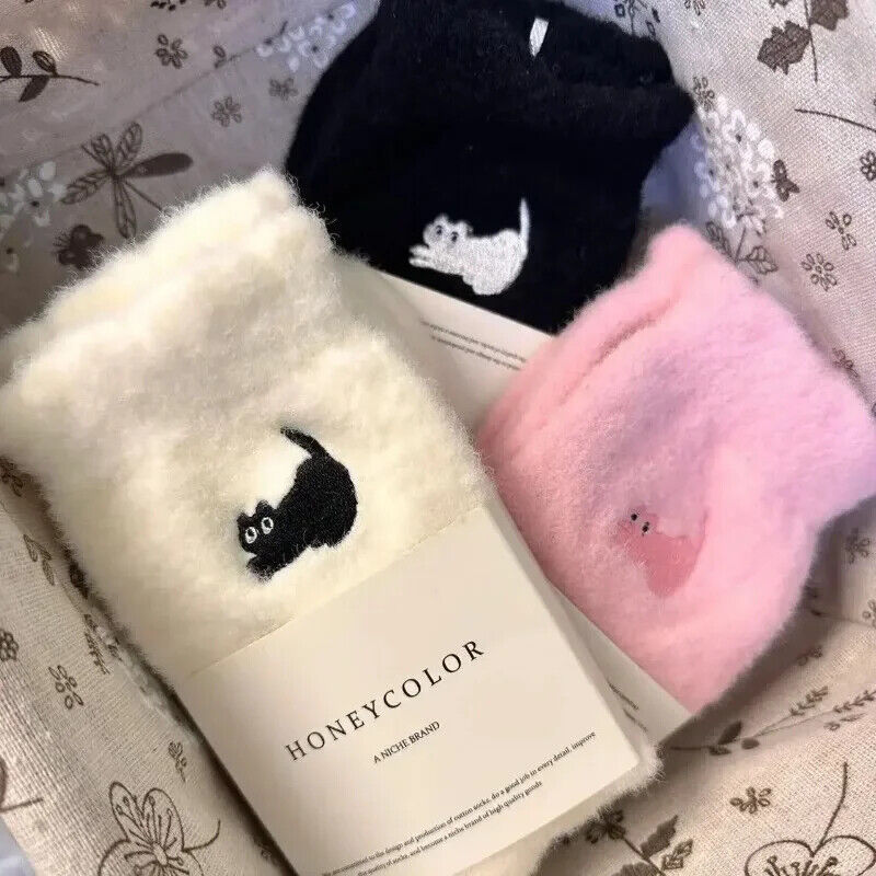 3 Paar Premium Katzen Socken Weiche Plüsch Socken sehr warm Winter flauschig