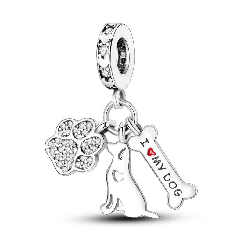 HABO TiereSerie Charms Silber – Hund, Katze Perlen für Pandora Armband Anhänger