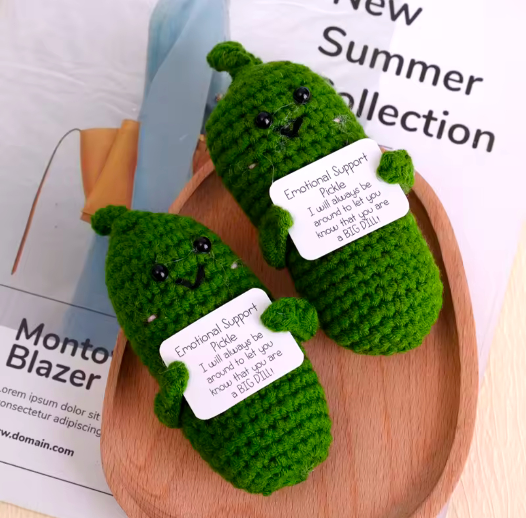 Saure Gurke Motivationsbringer für emotionalen Support handgemacht gehäkelt