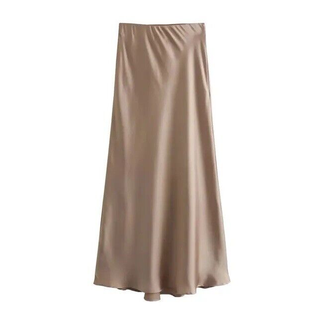HABO Damen Rock Satin Lang Elegant Büro Frauen 4 Verschiedene Farben