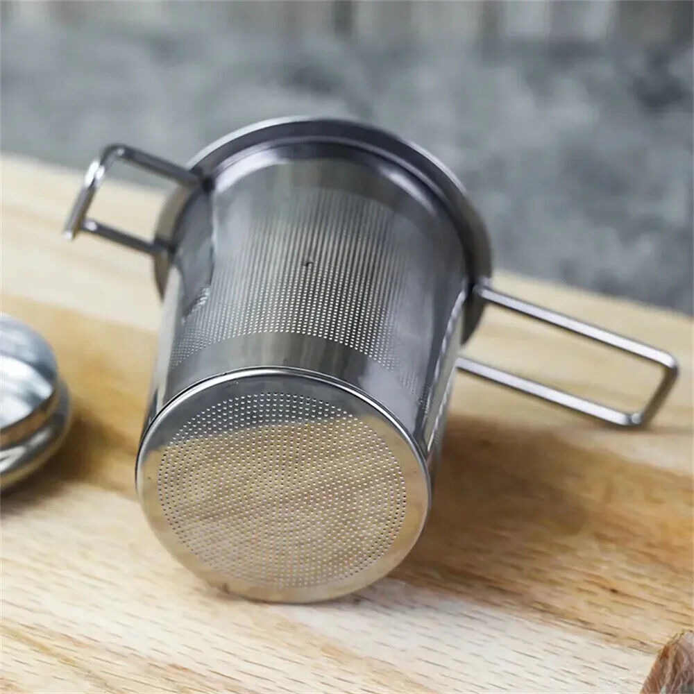 HABO Edelstahl Tee-Filter – Klappgriff, Sieb mit Deckel und Abtropffläche