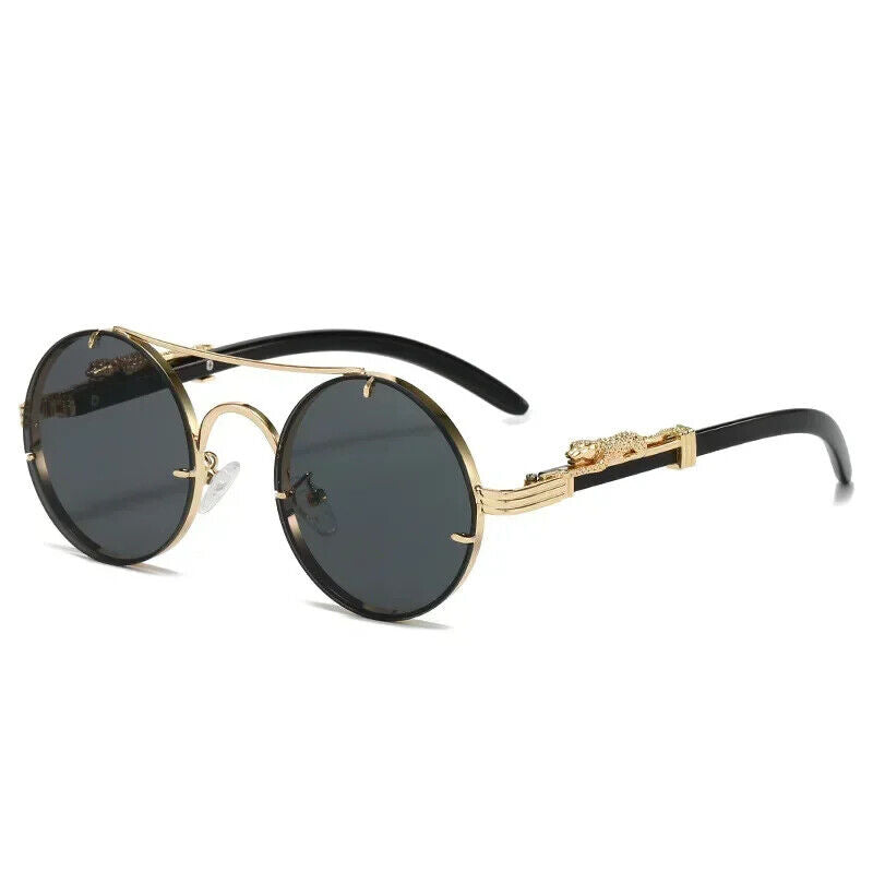 HABO Vintage Punk Runde Sonnenbrille – Doppelbrücke, Mehrfarbige Shades, Retro