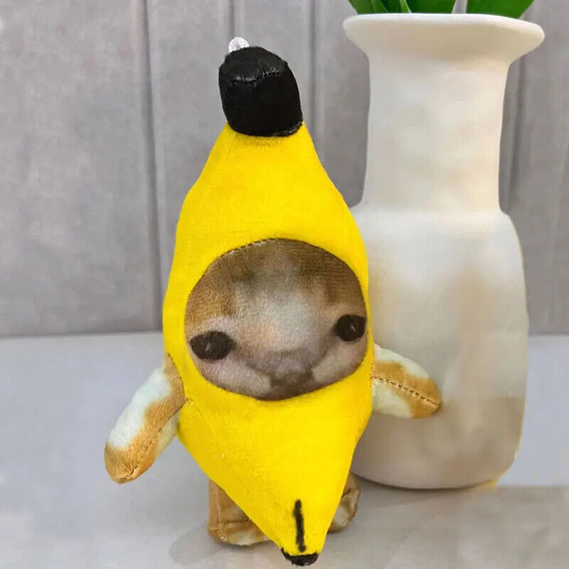 17 Cm Bananenkatzen-Puppen-Anhänger, Schlüsselanhänger,Weinende Fröhliche Banane