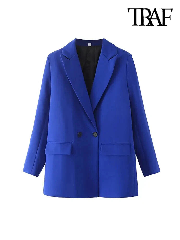HABO Damen Blazer Zweireiher Schick Kragen Business Büro Langarm Knöpfe Mode