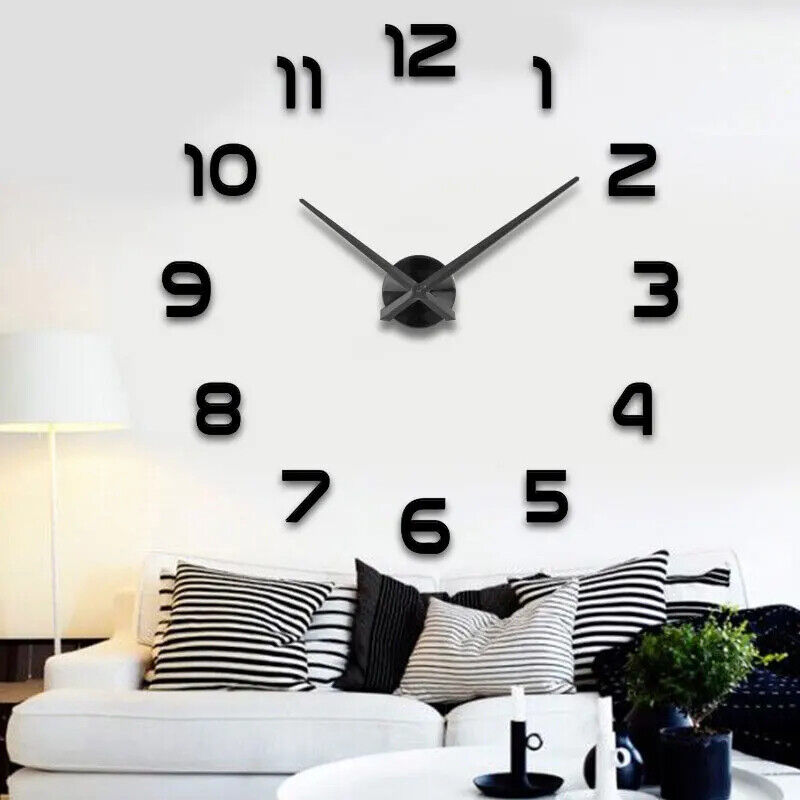 HABO Wanduhr Wohnzimmer 130cm Modern Stylish 3D Einrichtung Riesig Haus Uhr