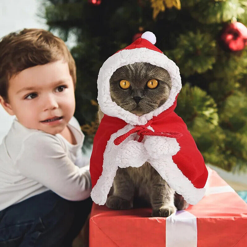Katzen Kostüm Santa Weihnachtsmann Katze/Hund Haustier Weihnachten Cape Kostüm