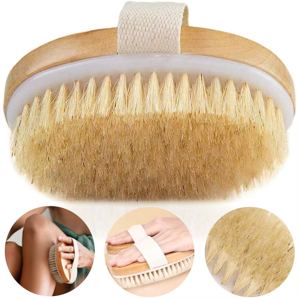 HABO Holz Körper Massage Bürste Rücken Shampoo Borsten Peeling SPA Braun