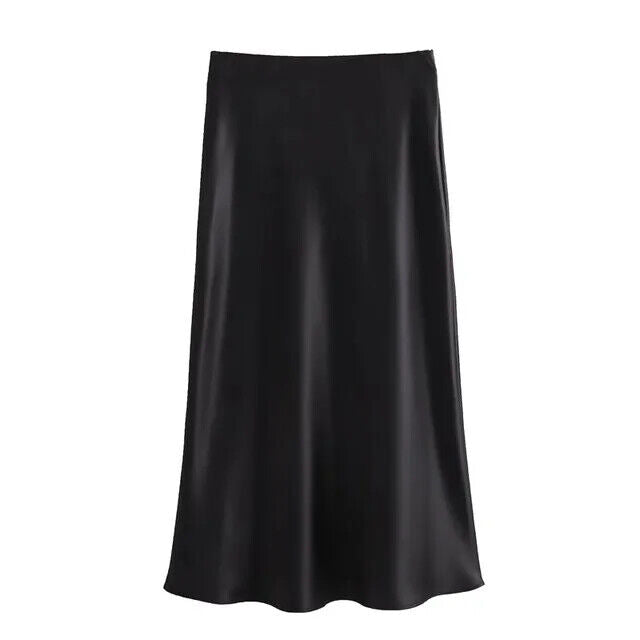 HABO Damen Rock Satin Lang Elegant Büro Frauen 4 Verschiedene Farben