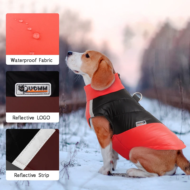 HABO Wasserdichte Hundejacke Steppjacke Warm Winter S - 5XL Hund Reißverschluss