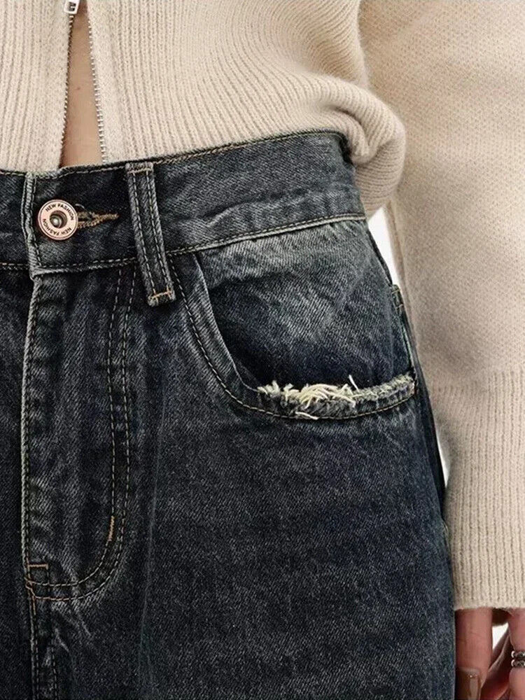 HABO Baggy Jeans Damen Y2K Vintage Retro Lange Hose Streetwear Trendy