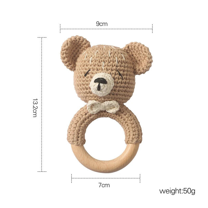 HABO Baby Häkel Tier Rassel Mit Ring Bär Teddy Hase Hund Spielzeug Kleinkind
