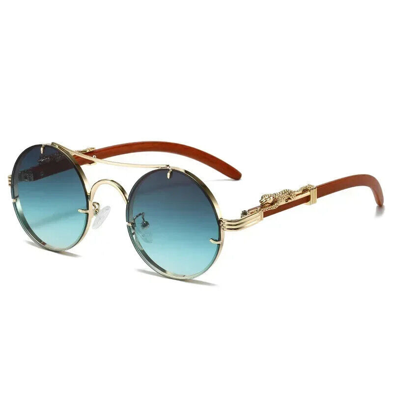 HABO Vintage Punk Runde Sonnenbrille – Doppelbrücke, Mehrfarbige Shades, Retro