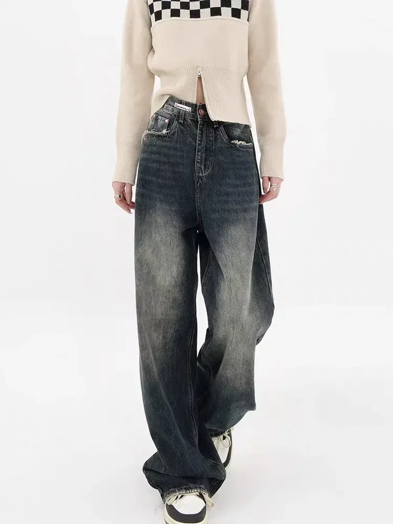 HABO Baggy Jeans Damen Y2K Vintage Retro Lange Hose Streetwear Trendy