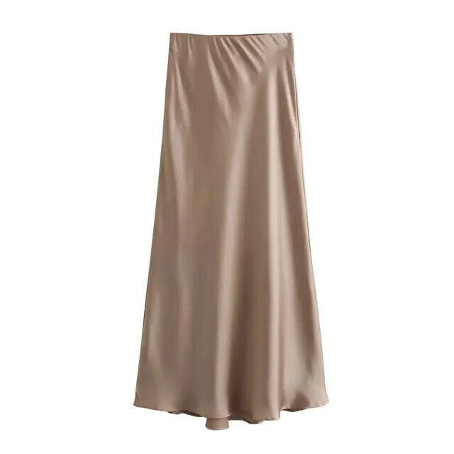 HABO Damen Rock Satin Lang Elegant Büro Frauen 4 Verschiedene Farben