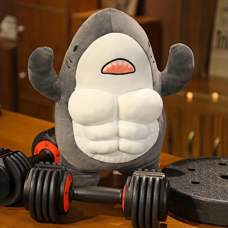 45 Cm Muskelhai Plüschtier Wal Fisch Kuscheltier Geschenk Muskeln Bodybuilder