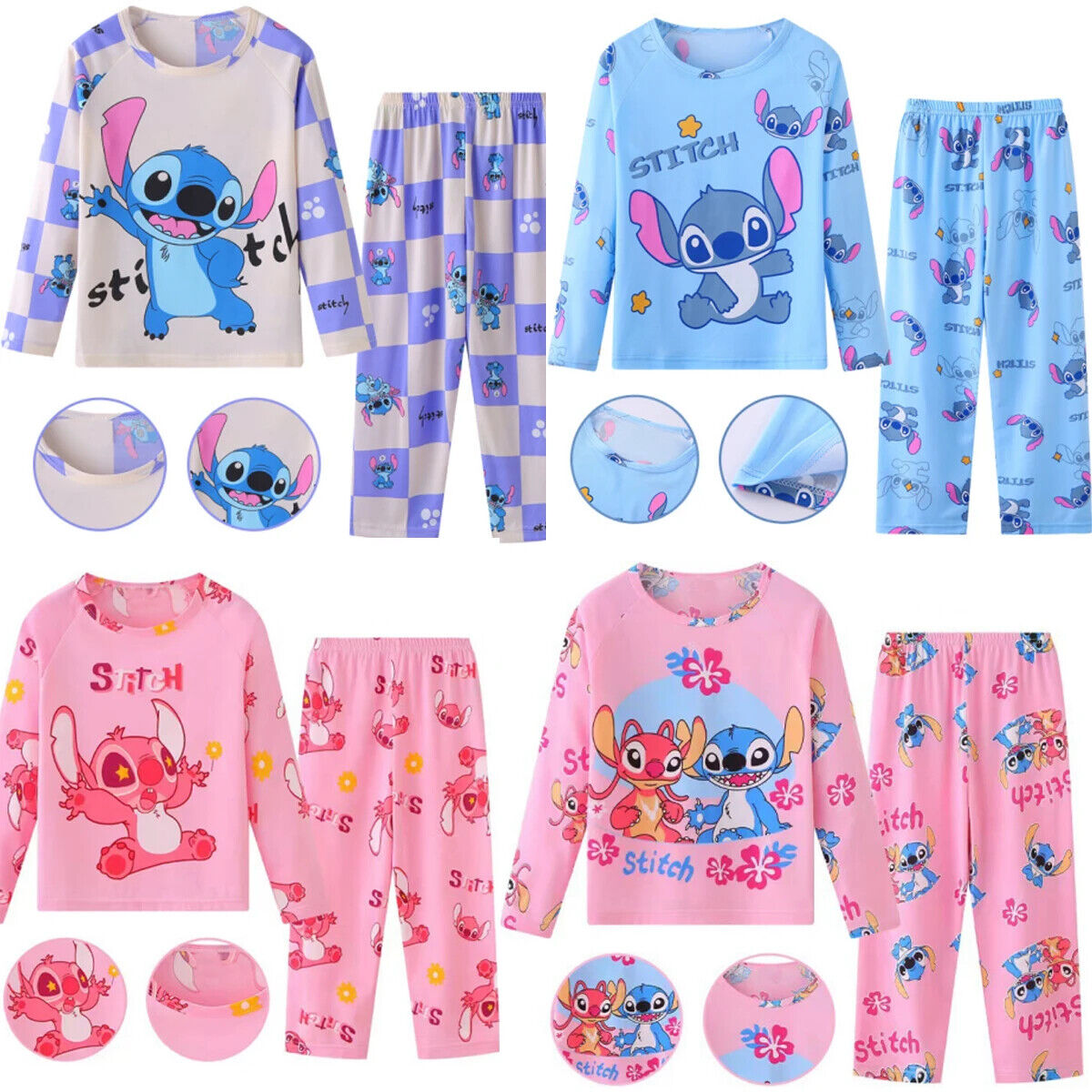 Stich Kinder Pyjamas Schlafanzug Für Jungen Und Mädchen 2 Teiler Sets Geschenk