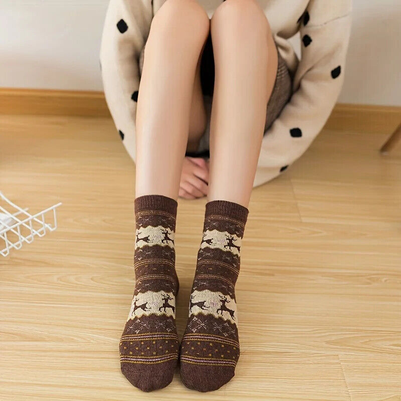 5-Paar dicke Wintersocken Weihnachten Design Geschenk Warme Wollsocken bequem