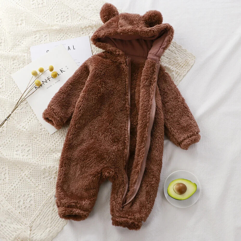 Baby Ganzkörperanzug Winter niedlicher Bären Schlafanzug Kleinkind Strampler