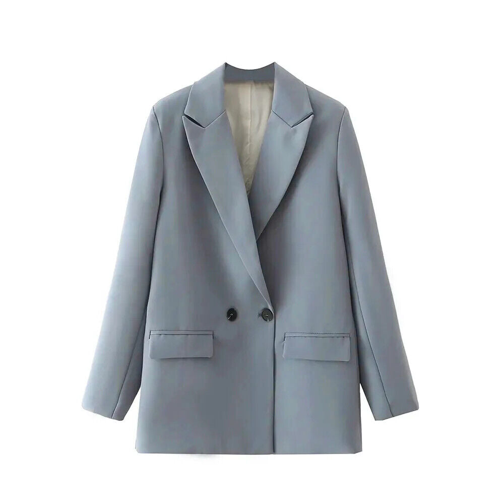 HABO Damen Blazer Zweireiher Schick Kragen Business Büro Langarm Knöpfe Mode