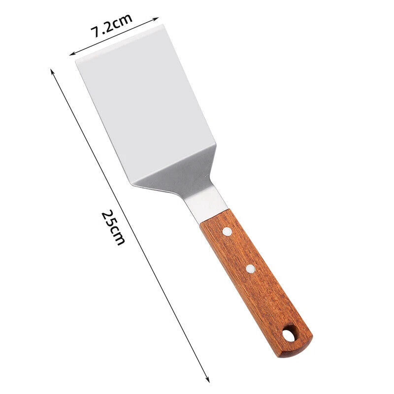 HABP Pfannen Wender Edelstahl Mit Holzgriff Schaber Grillen Küche Braten Kochen