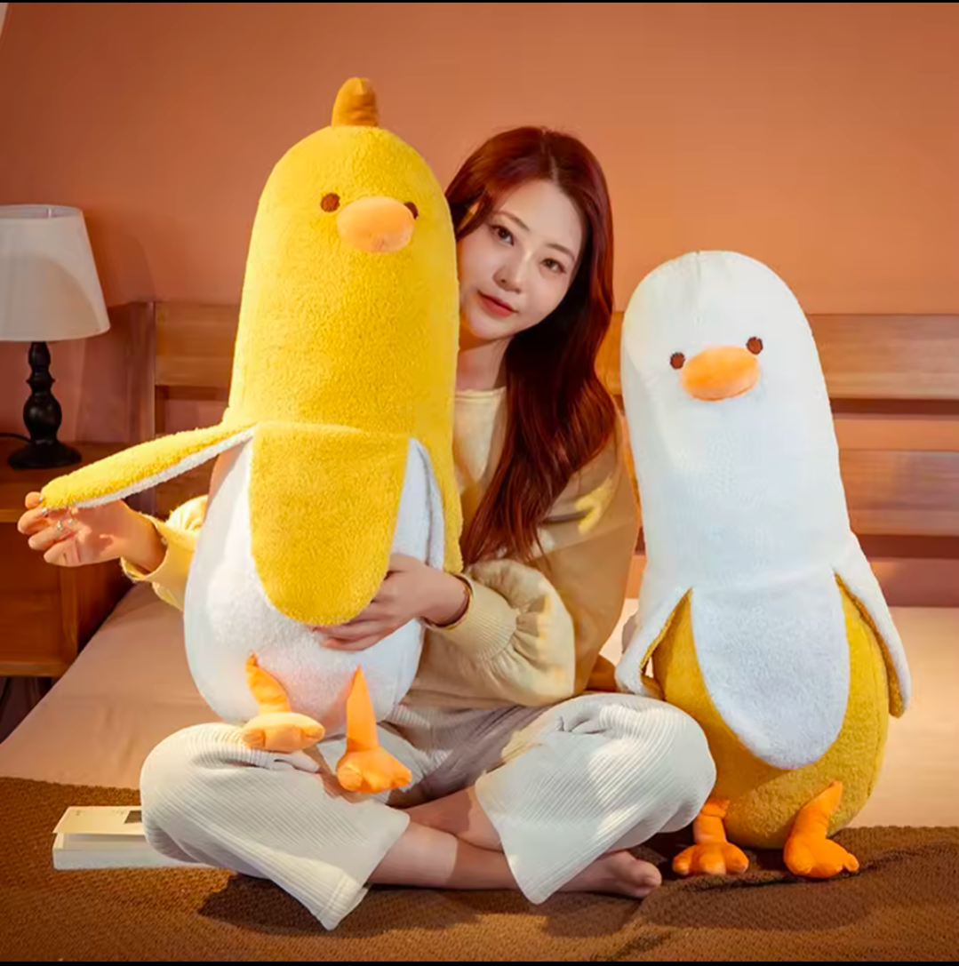Banane Kuscheltier Plüschtier geschält Ente Geschenk weich gelb weiß 50cm