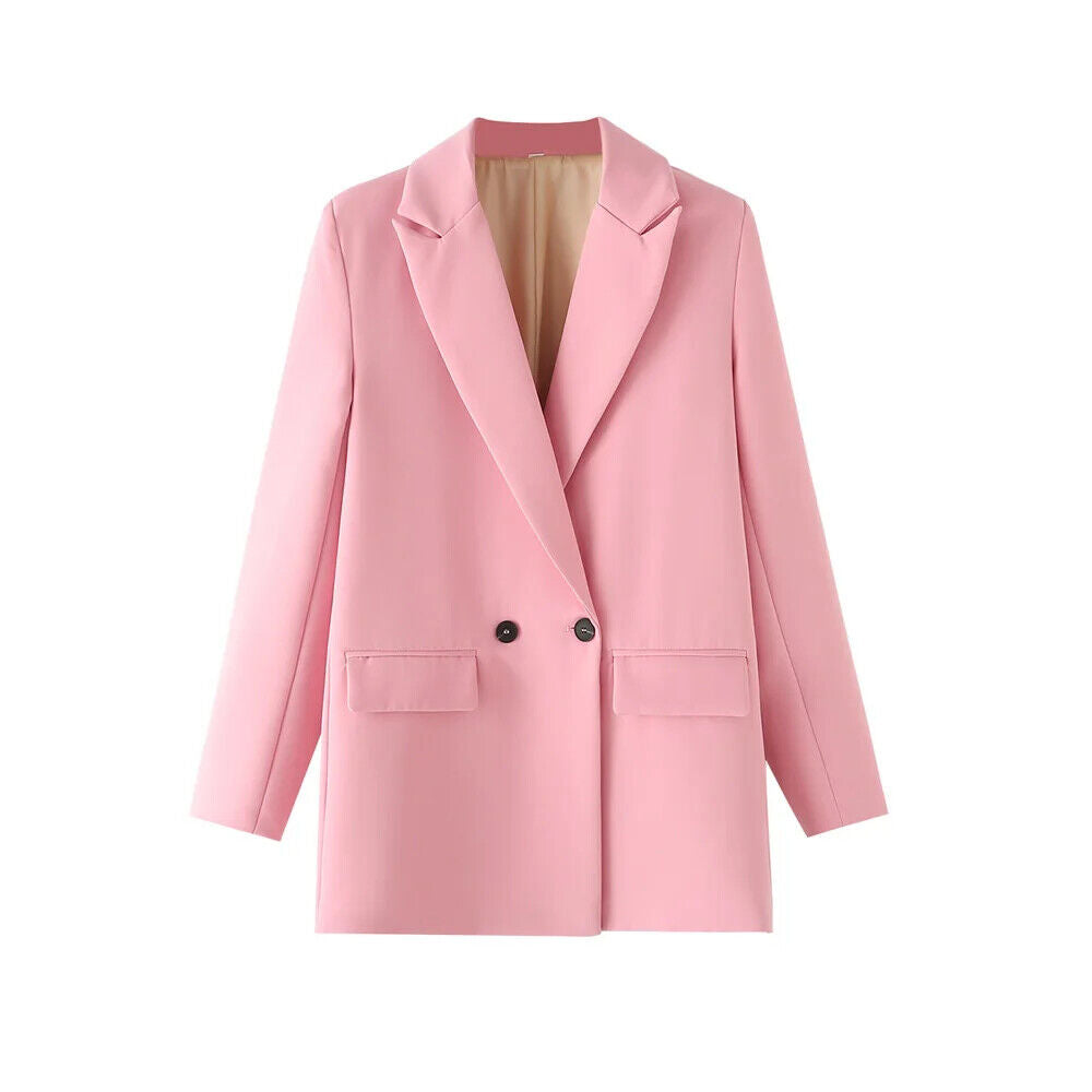 HABO Damen Blazer Zweireiher Schick Kragen Business Büro Langarm Knöpfe Mode
