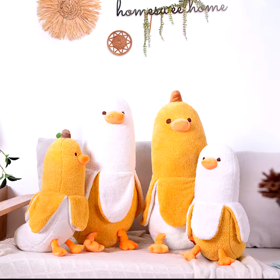 Banane Kuscheltier Plüschtier geschält Ente Geschenk weich gelb weiß 50cm
