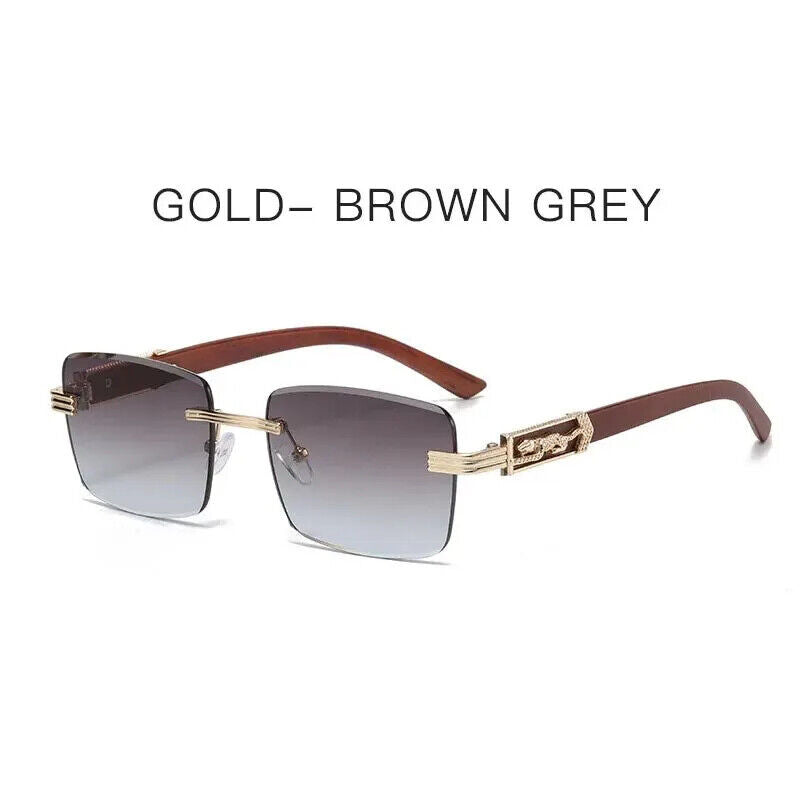 HABO Dekorative Sonnenbrille – Bunte Retro Quadratische Rahmenlose Leopardenkopf