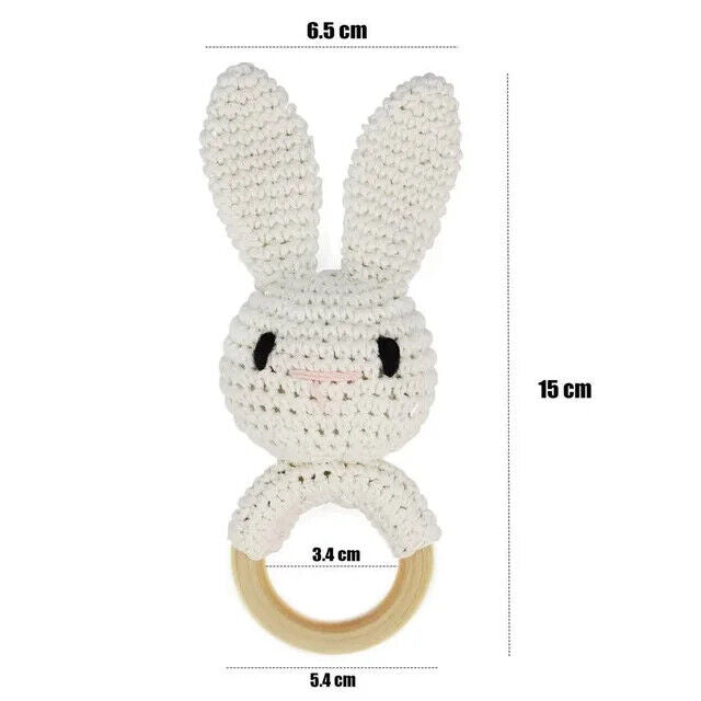 HABO Baby Häkel Tier Rassel Mit Ring Bär Teddy Hase Hund Spielzeug Kleinkind
