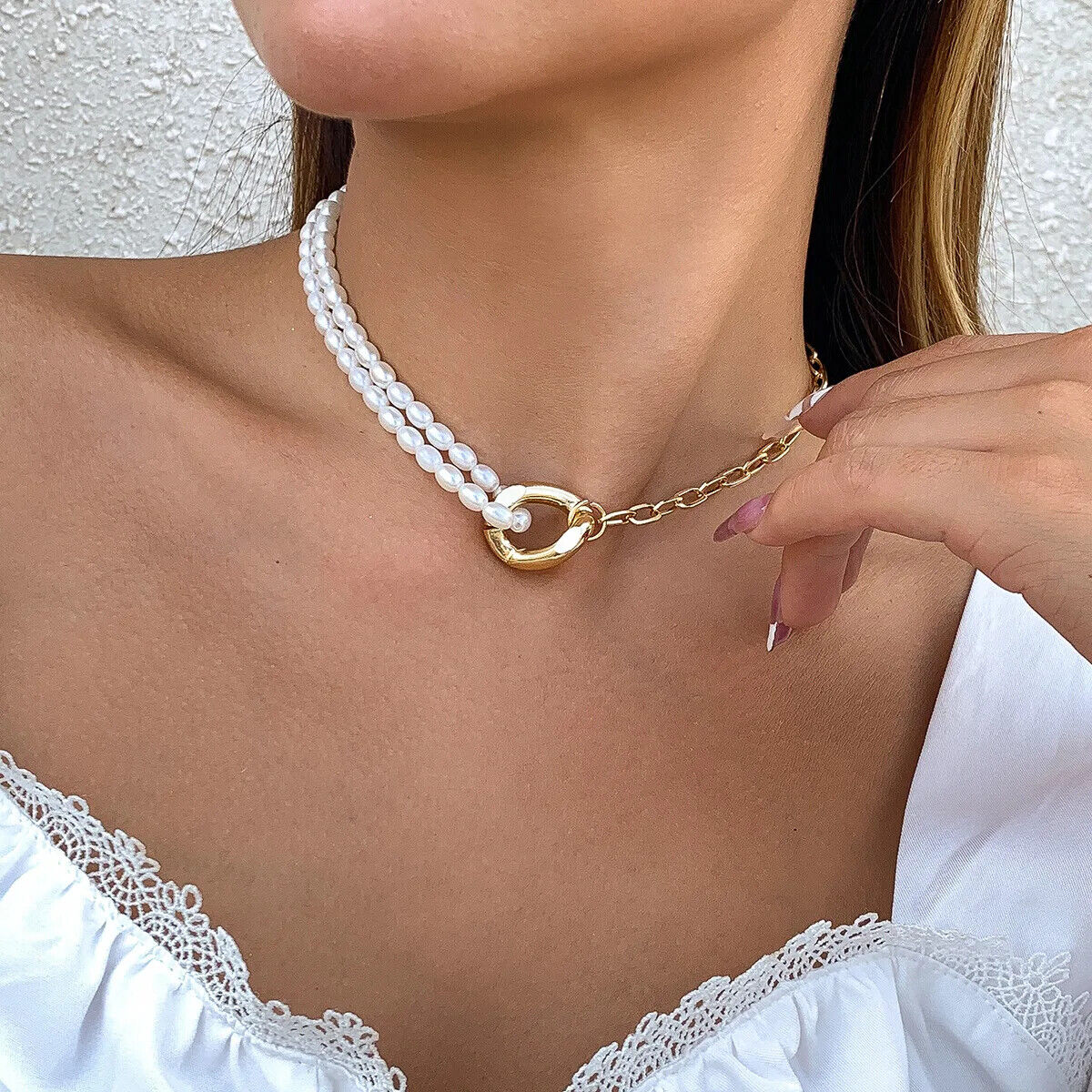 HABO Damen Perlenketten Imitation Mit / Ohne Anhänger Gold Geschenk Weiß Schmuck