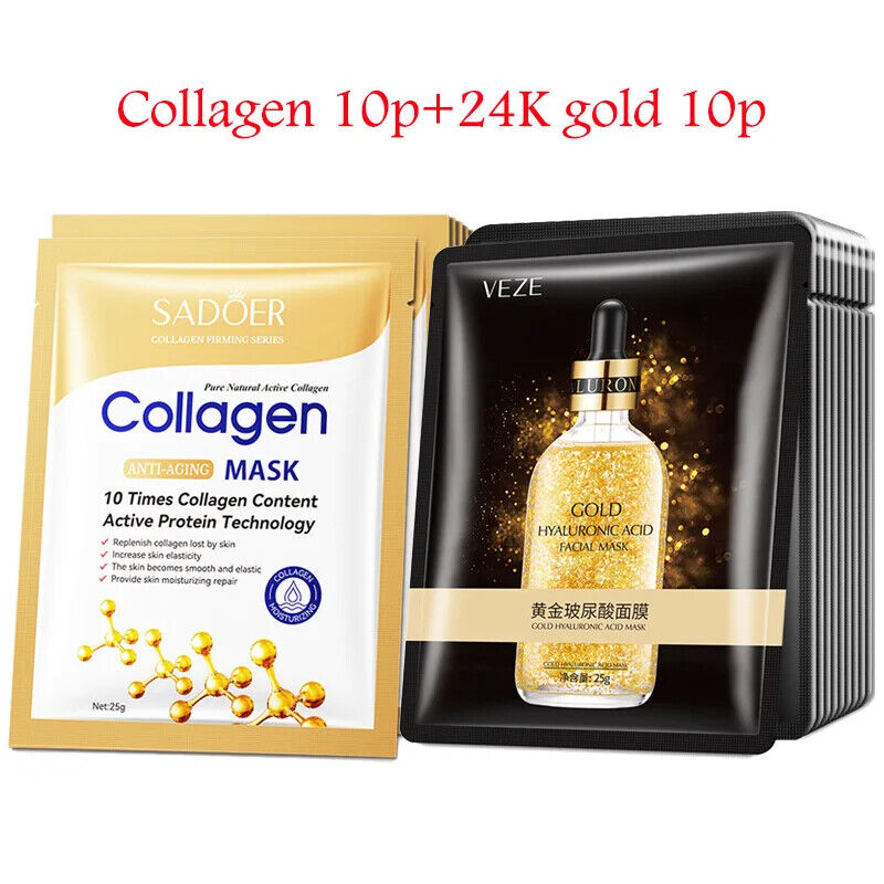 Korean Skincare Hyaluronsäure Kollagen Gesicht Maske Hautpflege 20 Stücke