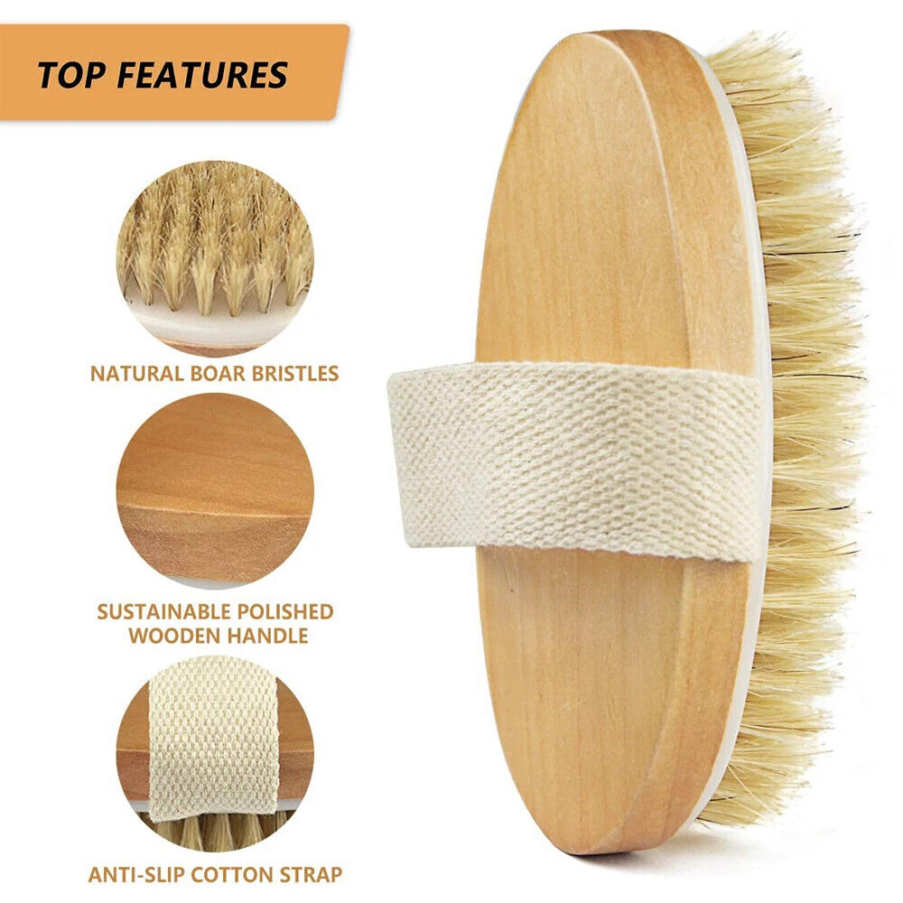 HABO Holz Körper Massage Bürste Rücken Shampoo Borsten Peeling SPA Braun