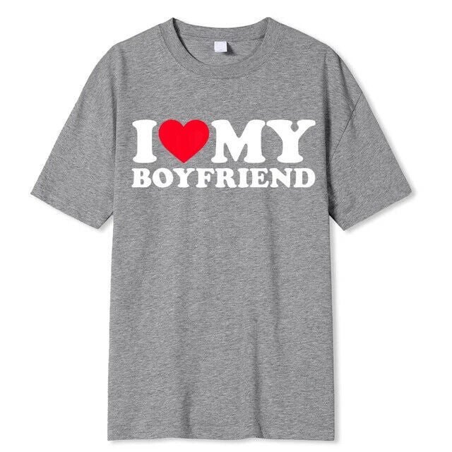 I LOVE MY BOYFRIEND Shirt Damen T-Shirt Liebe Valentinstag Geschenk Partner