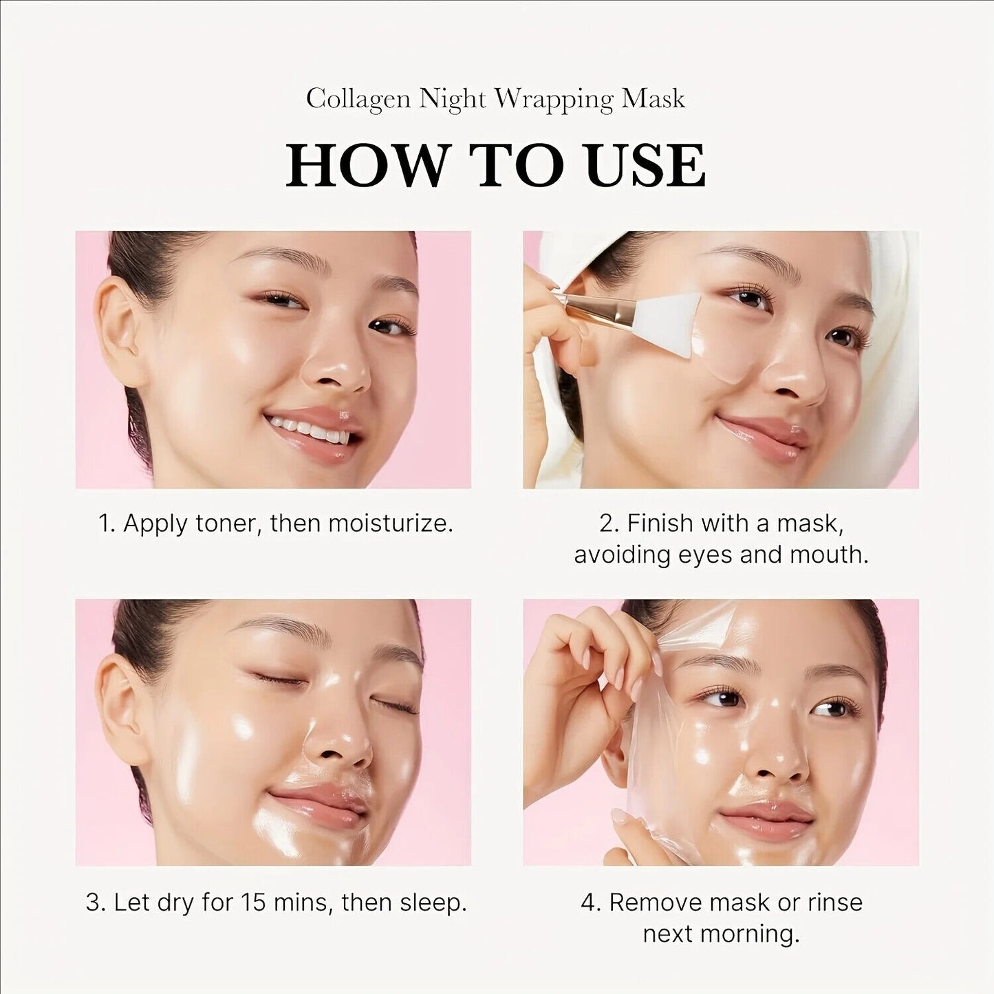 Korean Skincare Kollagen - Maske Nachtkollagen Verjüngung Feuchtigkeitsspendend
