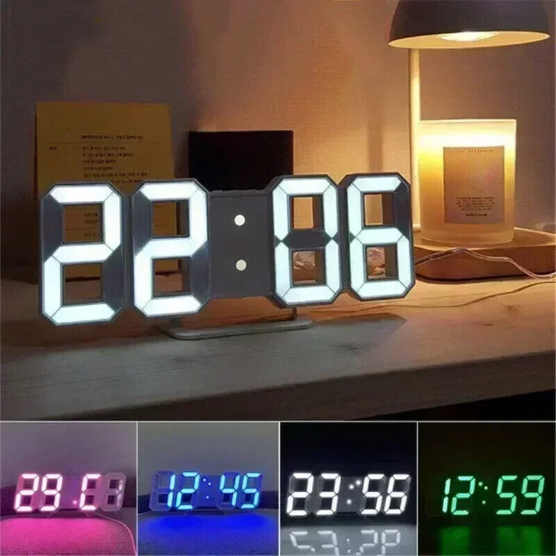 3D Digitale Wanduhr Dekoration Glow Leucht Elektronische Uhr Wohnzimmer LED Uhr