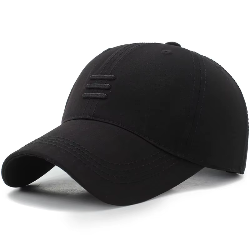 HABO Basic Kappe Cap Drei Horizontale Linien Herren Damen Schwarz Mütze Baseball