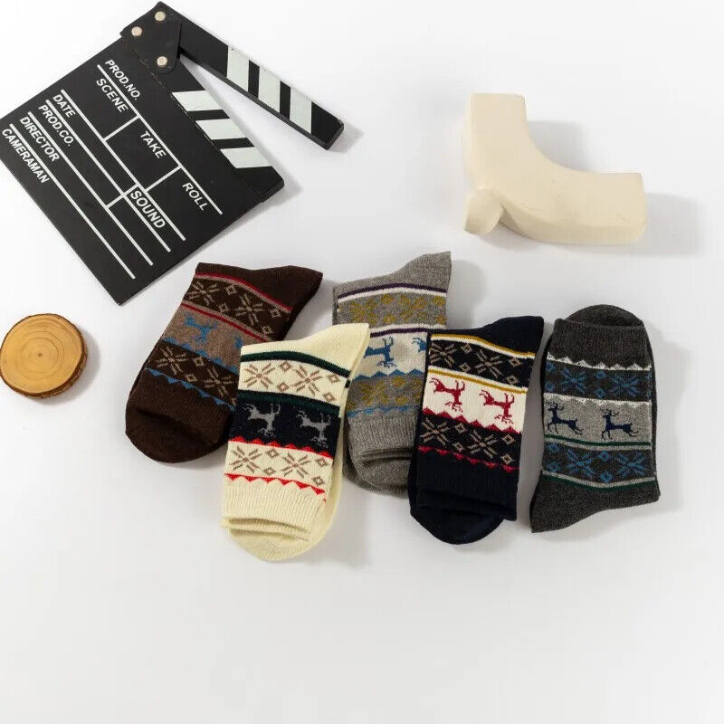 5-Paar dicke Wintersocken Weihnachten Design Geschenk Warme Wollsocken bequem
