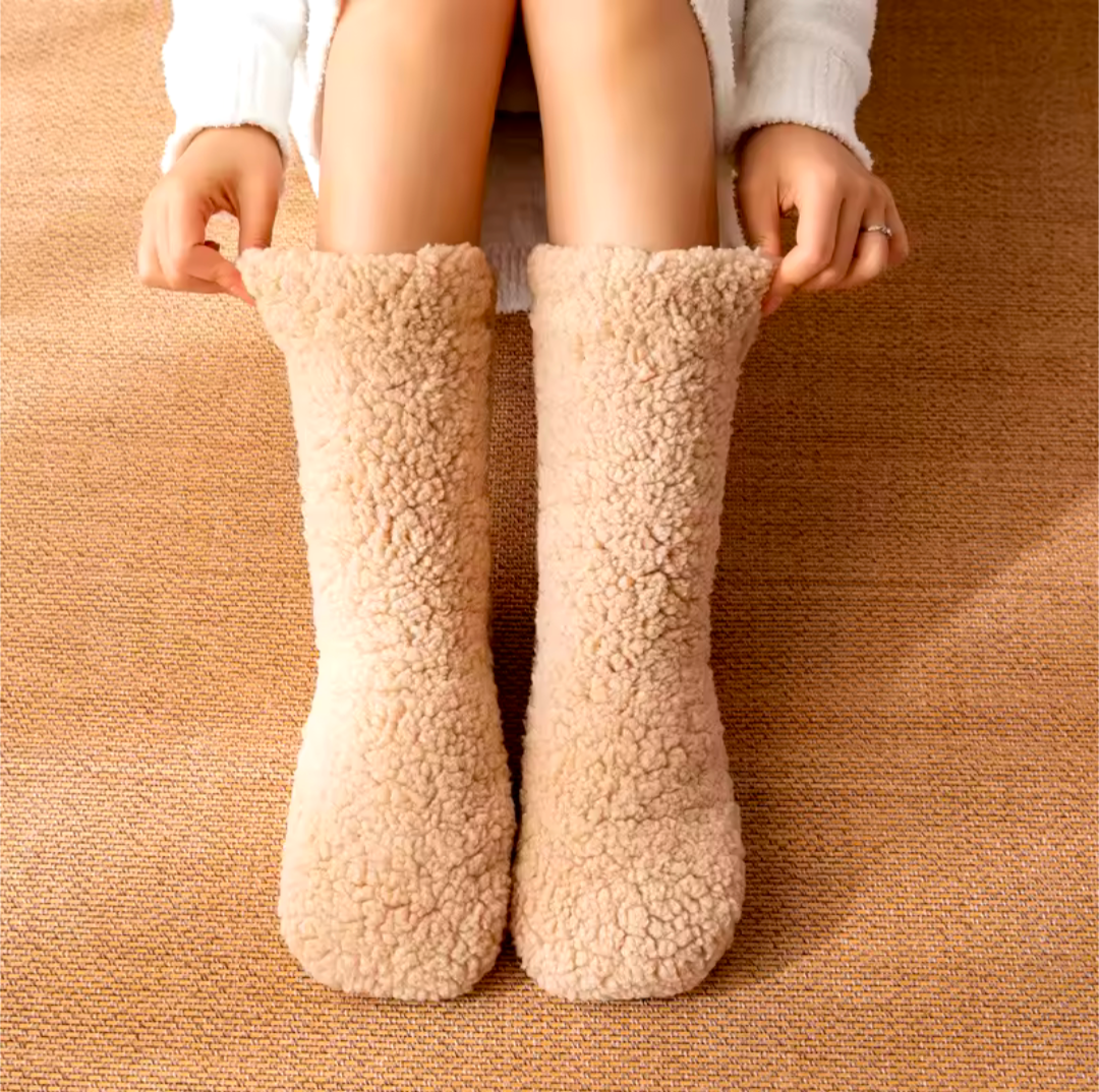 Woll Socken Überzieher Füße Winter Wärmehalter Hausschuhe Fleece kuschelig