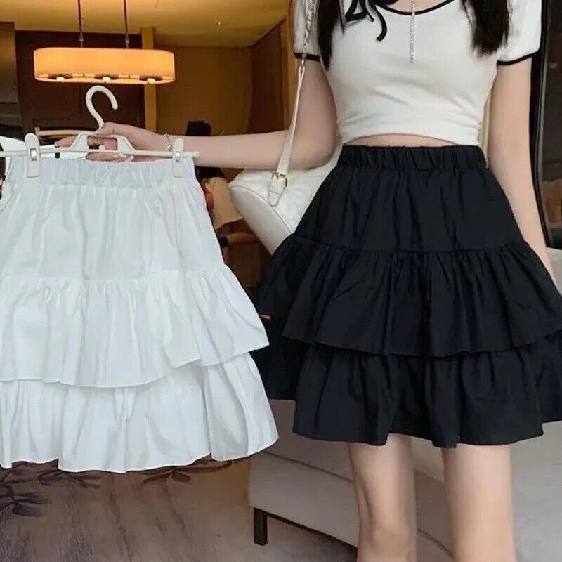 HABO Taillenrock Gerafft Rüschen Weiß Skandinavisch Clean Girl Look Falten Weiß