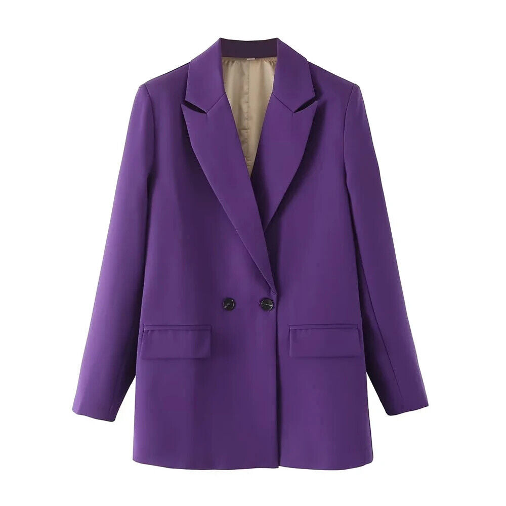 HABO Damen Blazer Zweireiher Schick Kragen Business Büro Langarm Knöpfe Mode